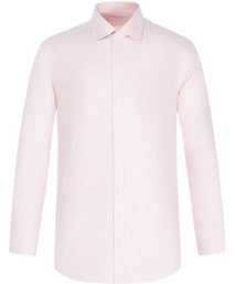 Pink Tailored Fit Textured Check Dress Shirt