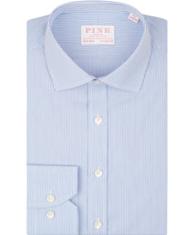 Blue and White Stripe Tailored Fit Dress Shirt