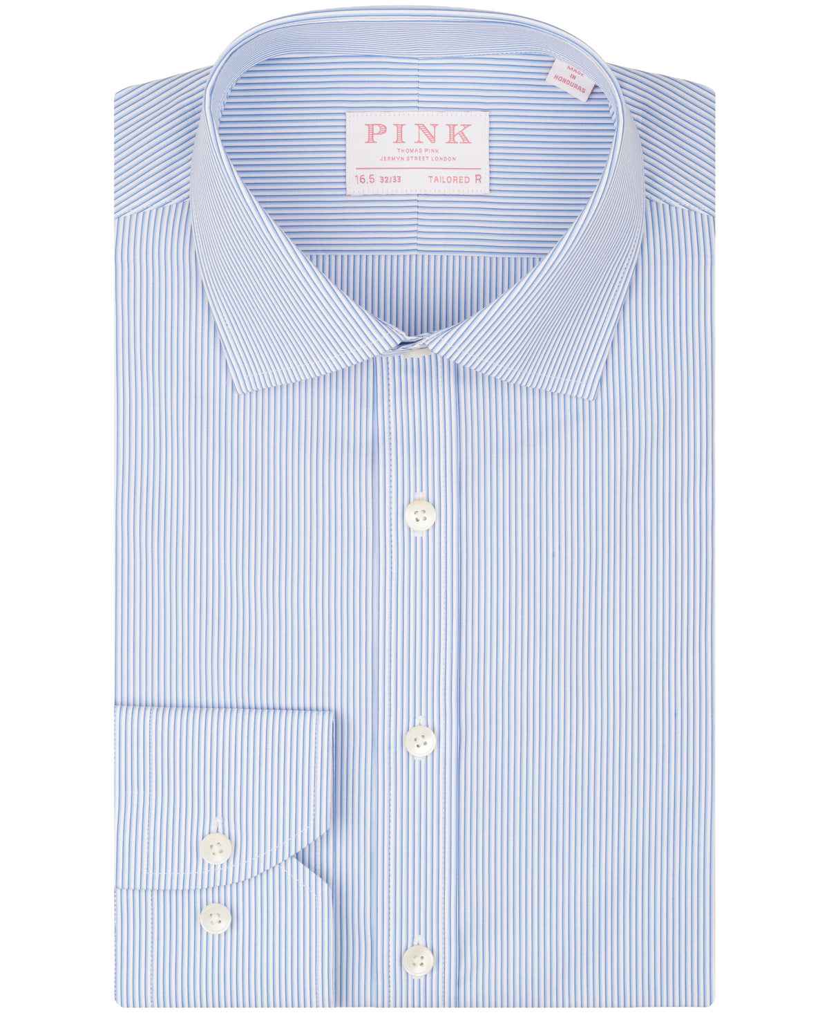 Blue and White Stripe Tailored Fit Dress Shirt