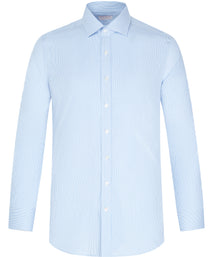 Blue and White Stripe Tailored Fit Dress Shirt