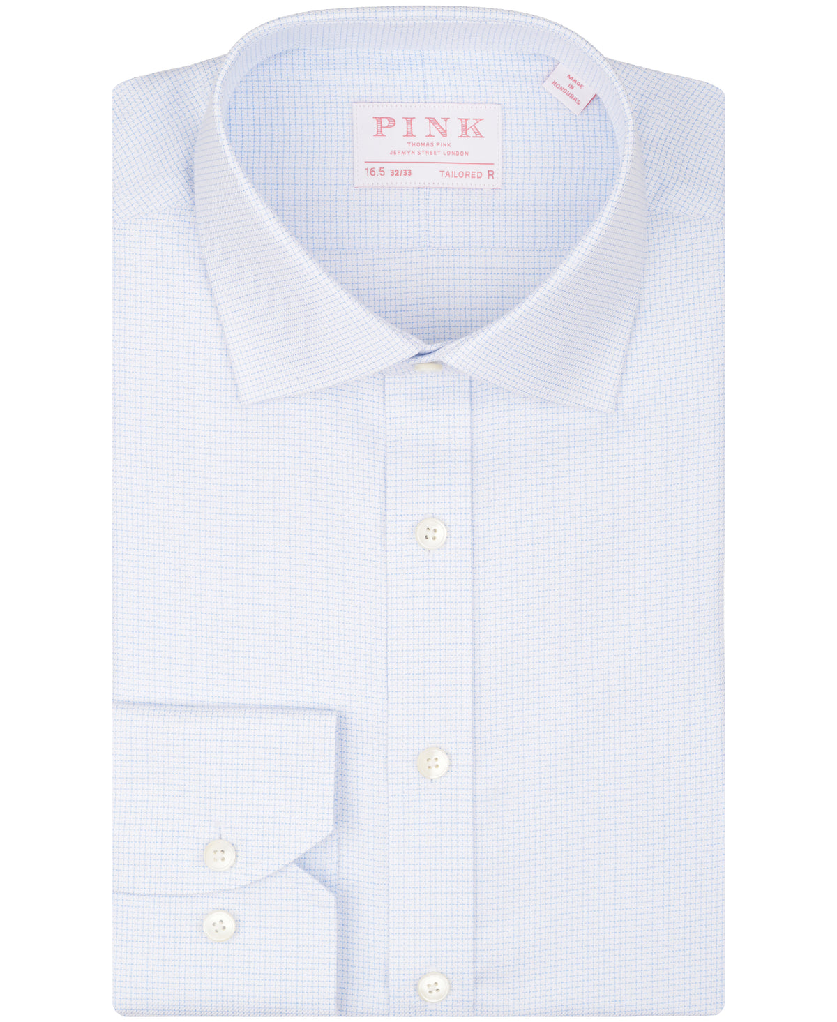 Blue Mini Check Tailored Fit Dress Shirt