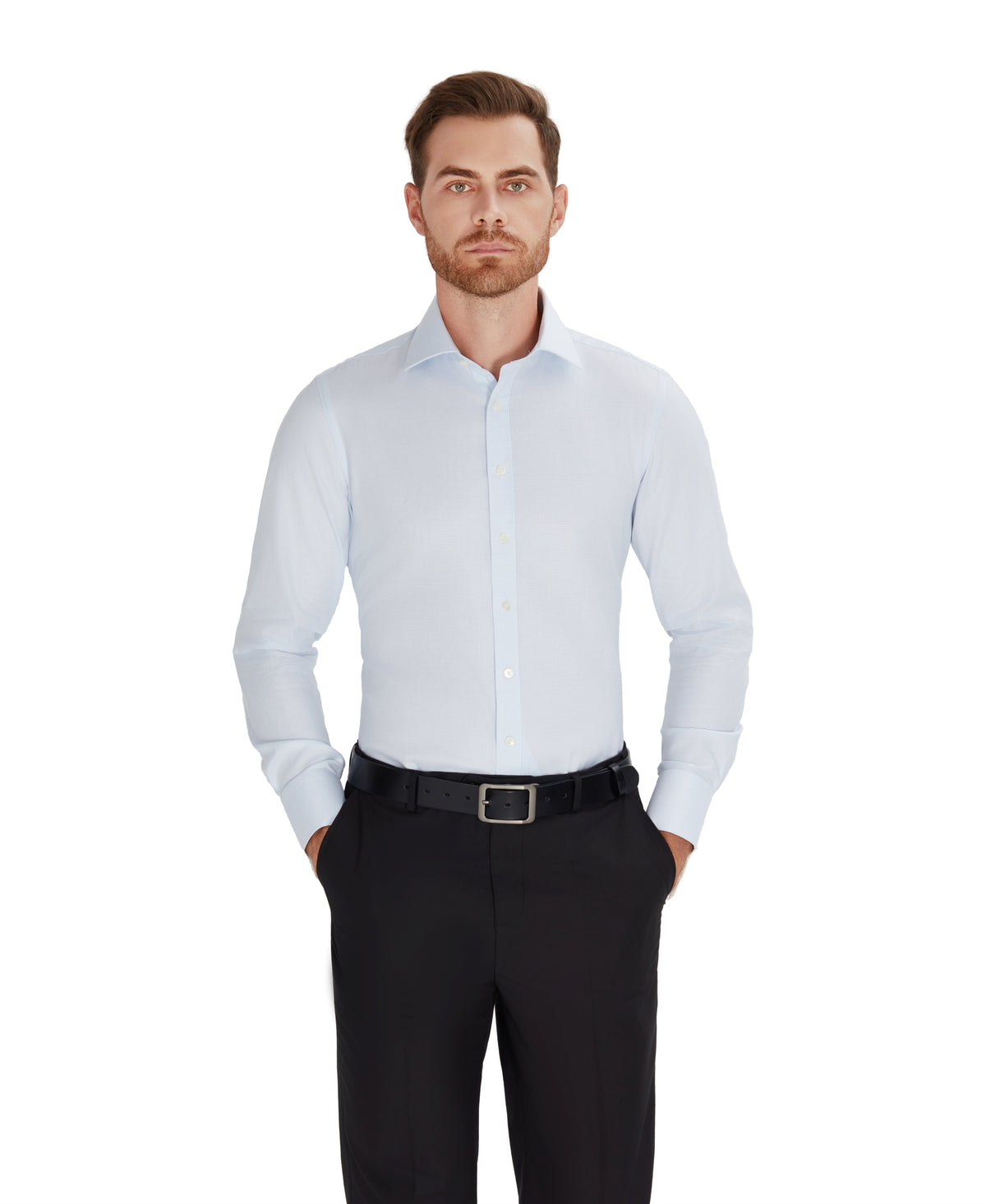 Blue Mini Check Tailored Fit Dress Shirt
