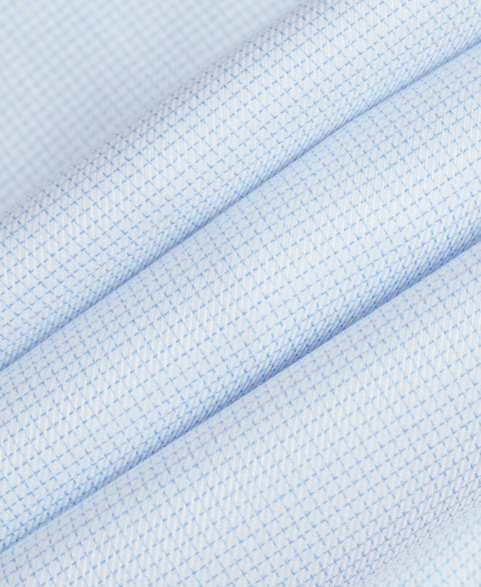 Blue Mini Check Tailored Fit Dress Shirt