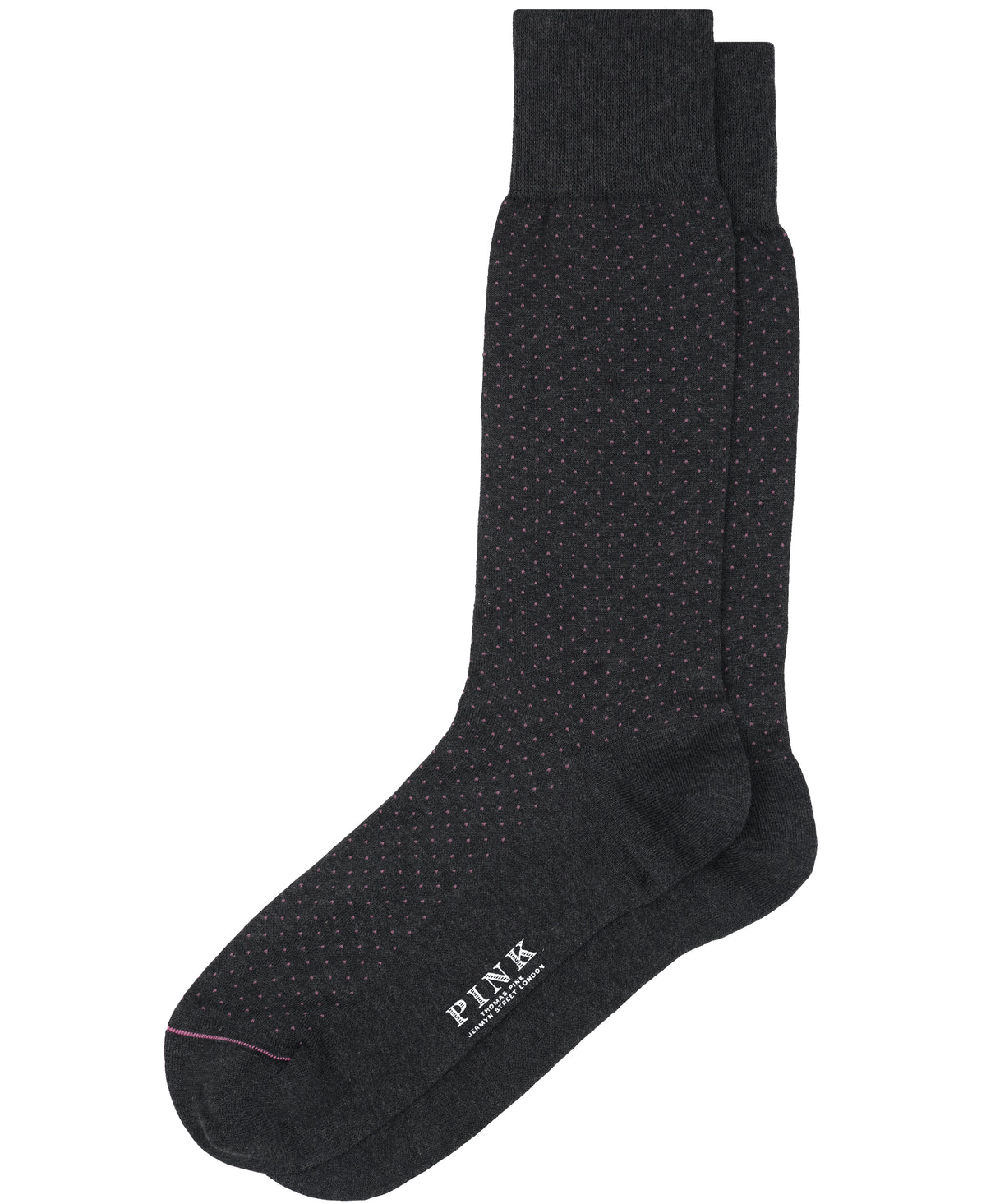 Dark Grey Pin Dot Crew Sock
