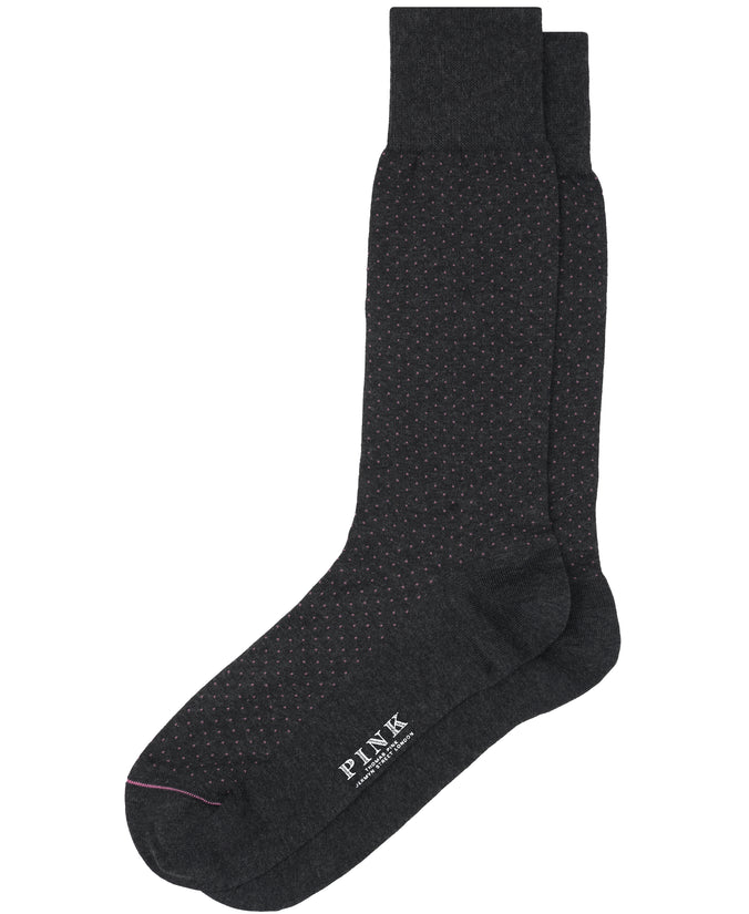 Dark Grey Pin Dot Crew Sock