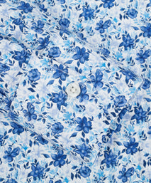 Navy Tailored Fit Poplin Garden Floral Print Dress Shirt