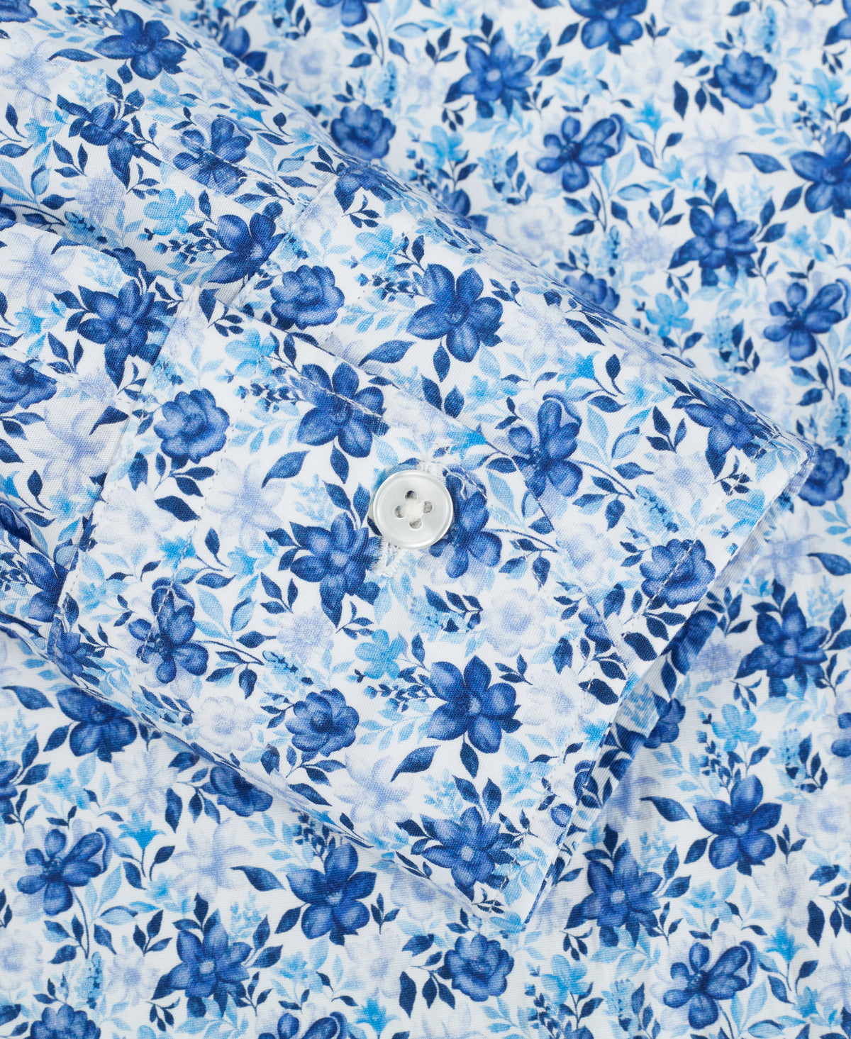 Navy Tailored Fit Poplin Garden Floral Print Dress Shirt