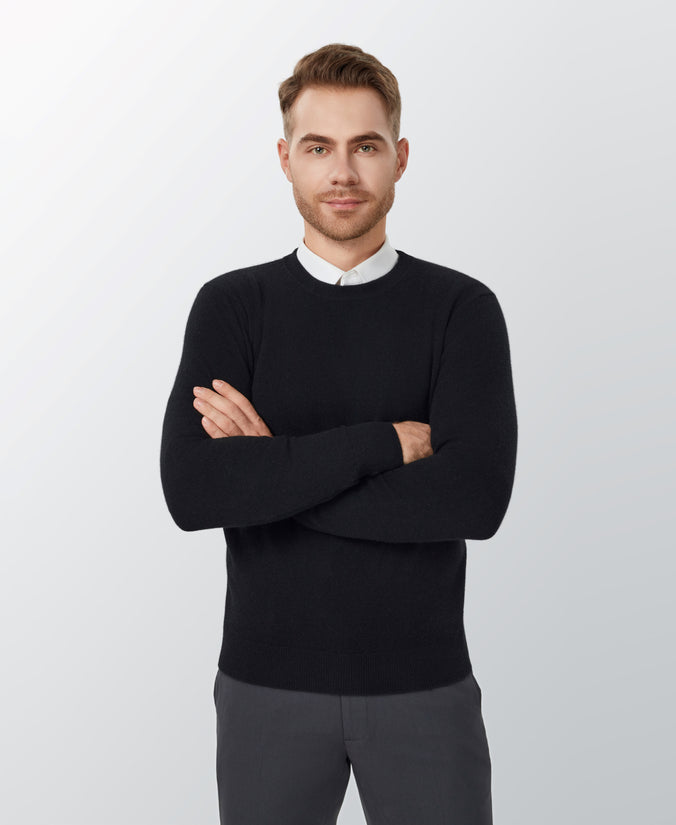 Black Cashmere Crewneck Sweater