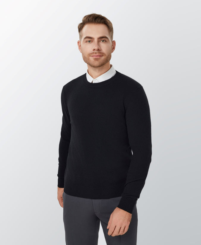 Black Cashmere Crewneck Sweater