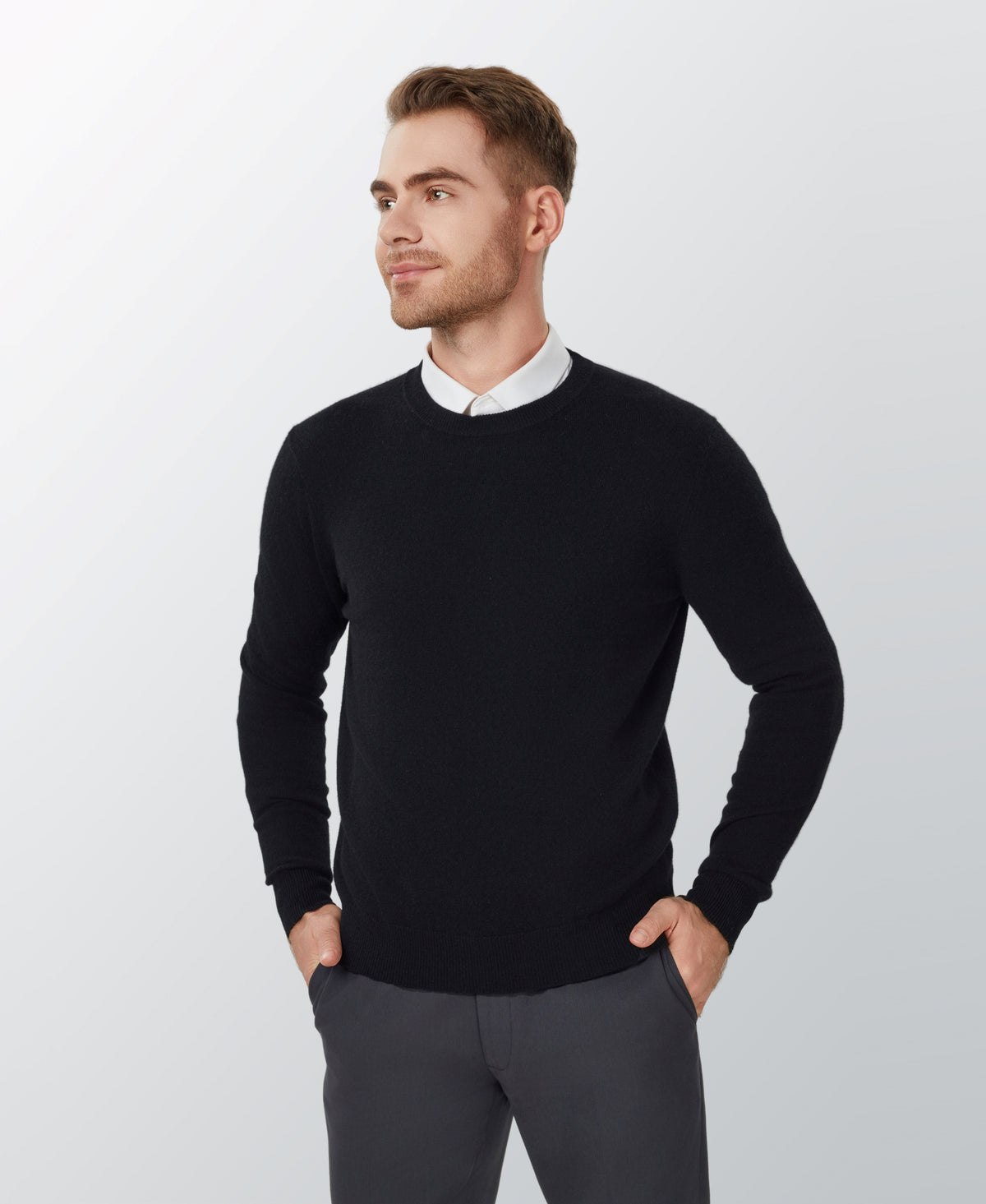 Black Cashmere Crewneck Sweater