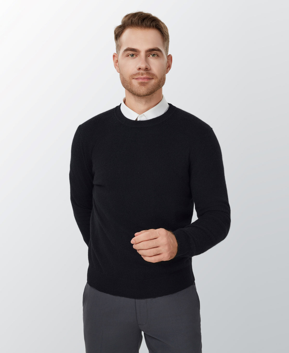 Black Cashmere Crewneck Sweater