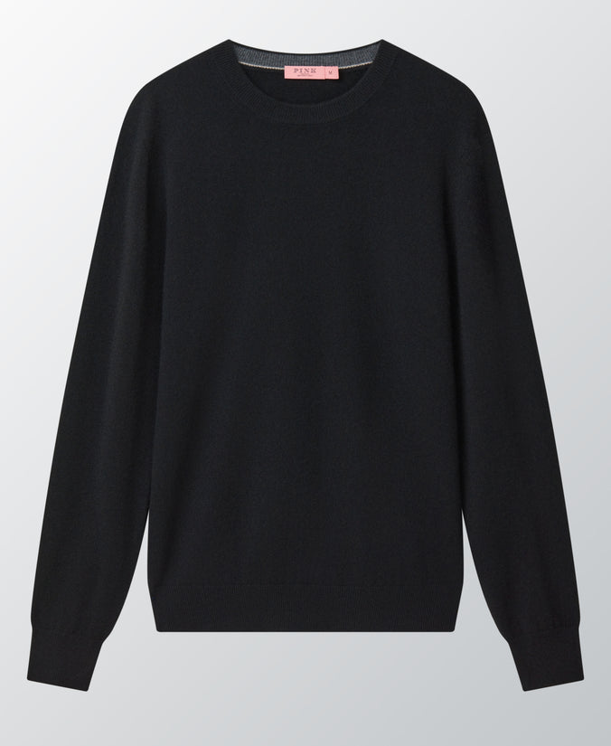 Black 100% Cashmere Crewneck Sweater