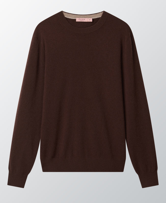 Chocolate 100% Cashmere Crewneck Sweater