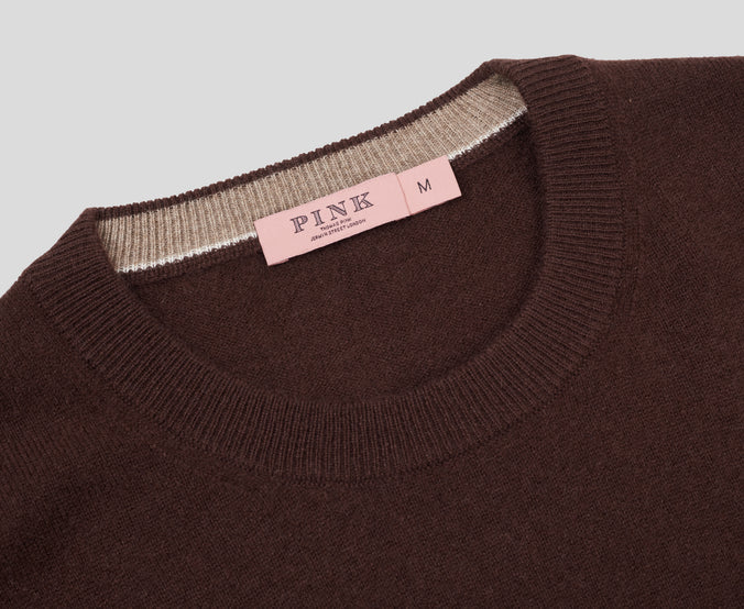 Chocolate 100% Cashmere Crewneck Sweater