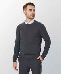 Dark Grey Cashmere Crewneck Sweater