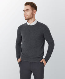 Dark Grey Cashmere Crewneck Sweater