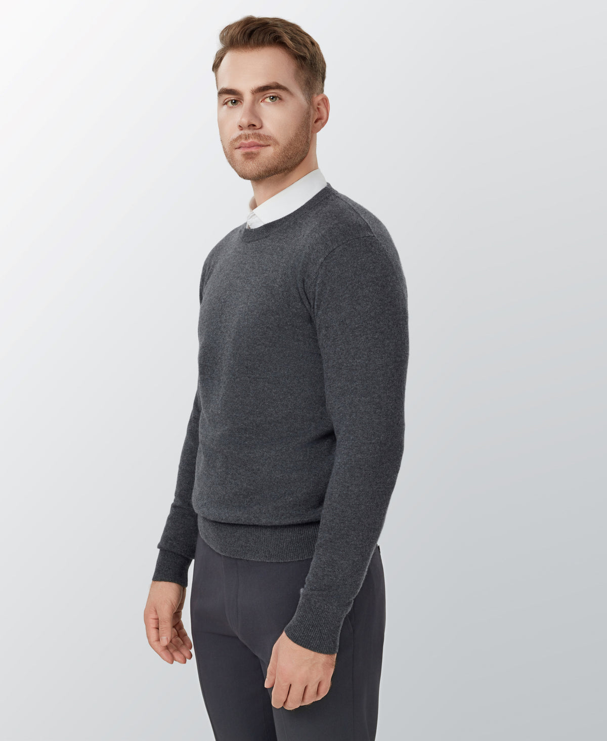 Dark Grey Cashmere Crewneck Sweater