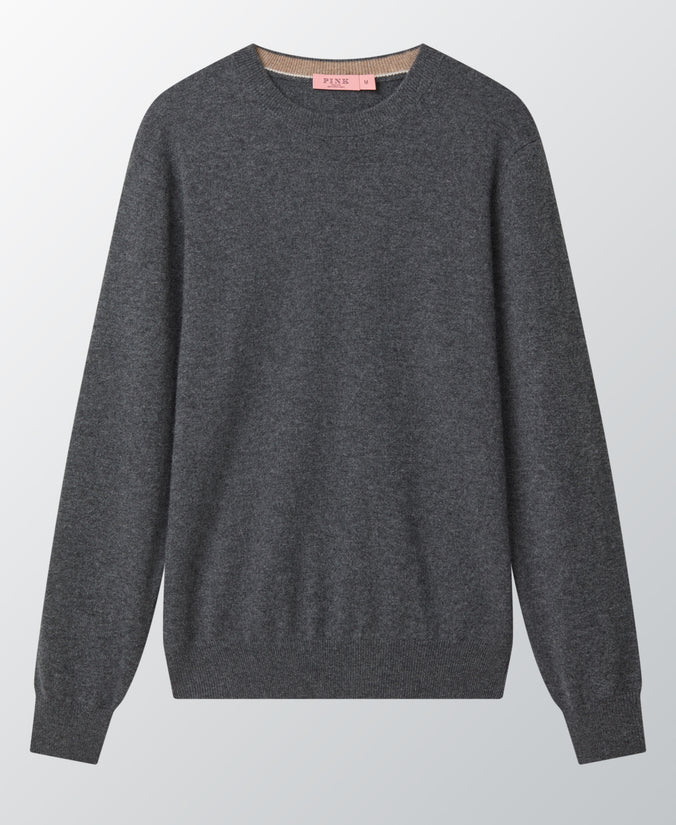 Dark Grey 100% Cashmere Crewneck Sweater