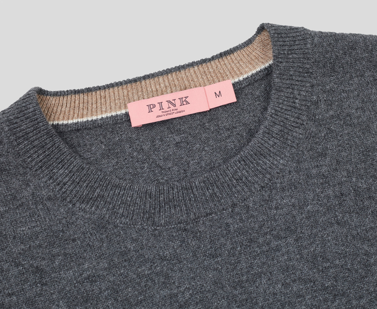 Dark Grey Cashmere Crewneck Sweater