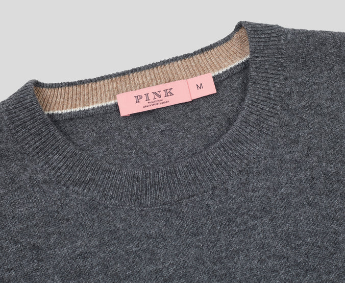 Dark Grey 100% Cashmere Crewneck Sweater