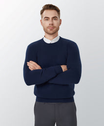 Dark Navy Cashmere Crewneck Sweater