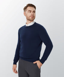 Dark Navy Cashmere Crewneck Sweater