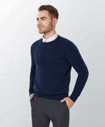 Dark Navy Cashmere Crewneck Sweater