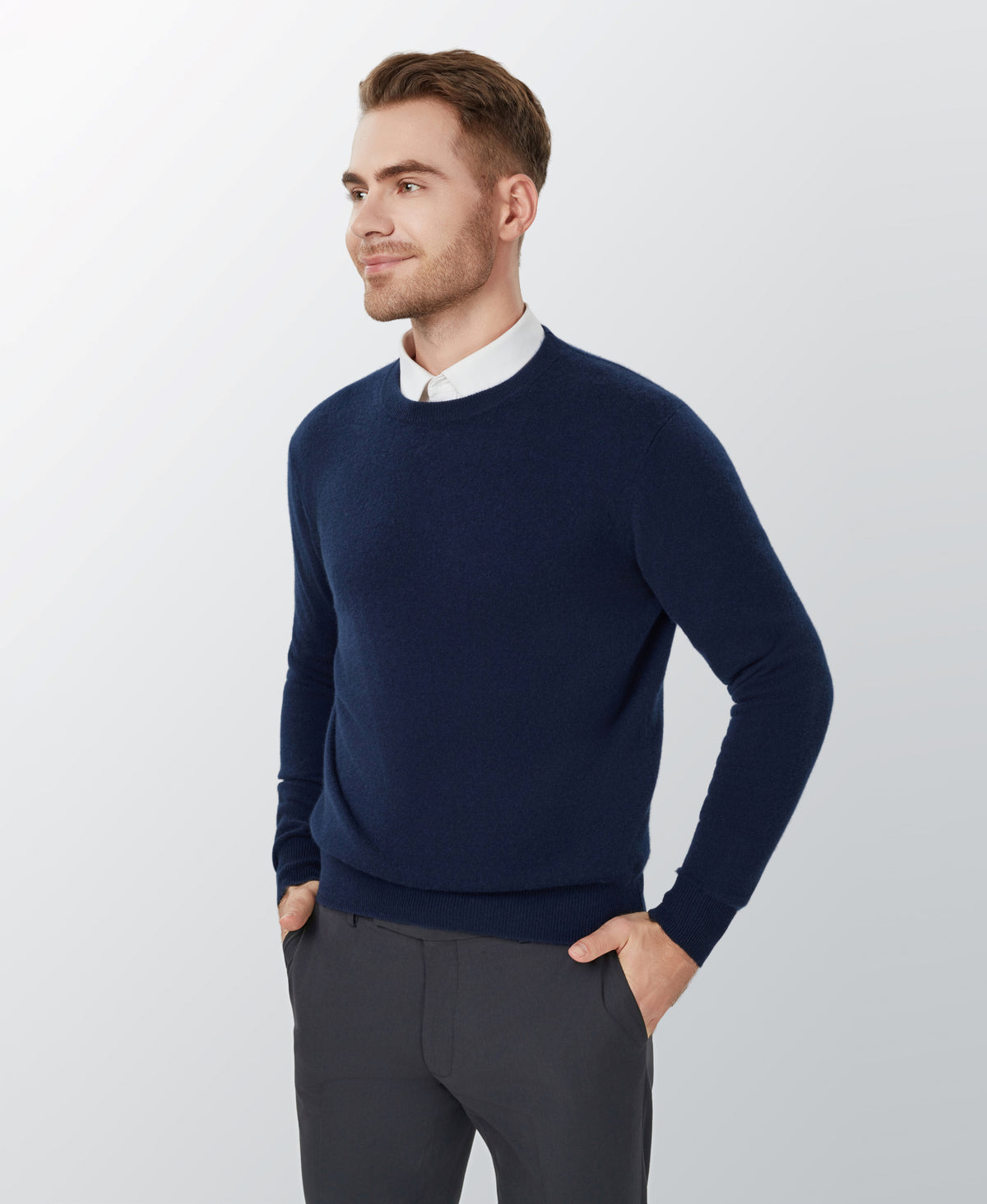 Dark Navy Cashmere Crewneck Sweater