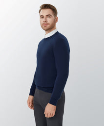 Dark Navy Cashmere Crewneck Sweater
