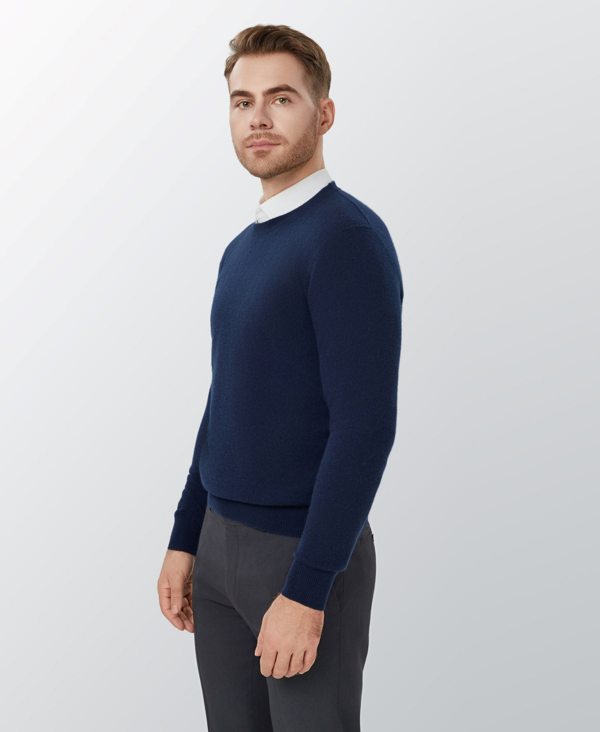 Dark Navy Cashmere Crewneck Sweater