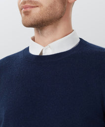 Dark Navy Cashmere Crewneck Sweater