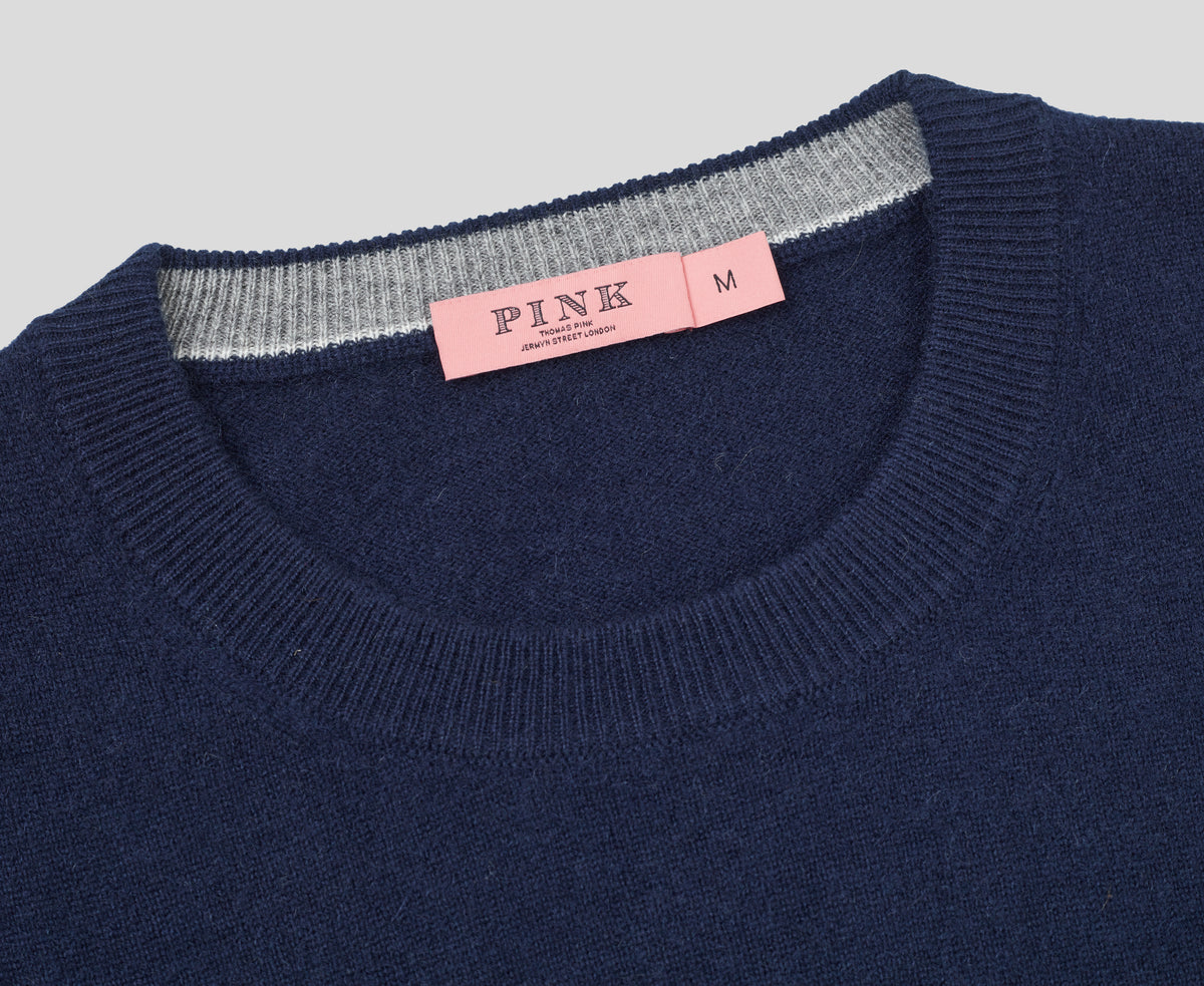 Dark Navy Cashmere Crewneck Sweater