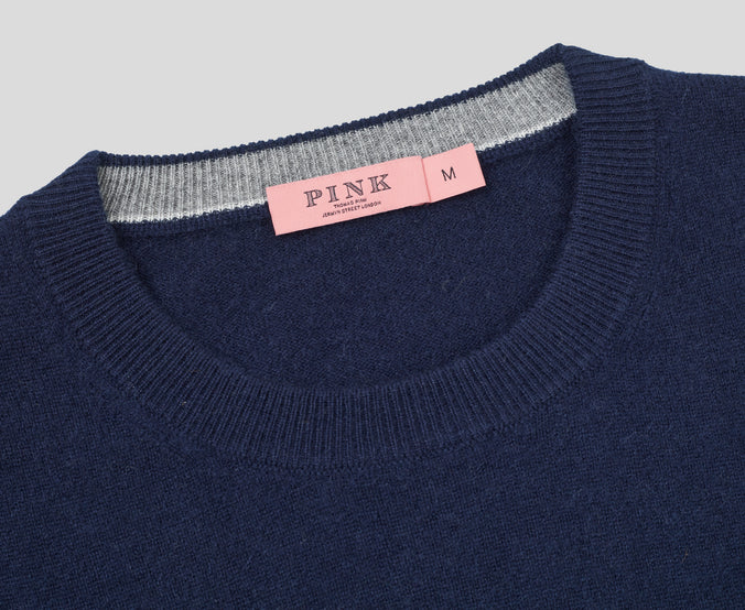 Dark Navy 100% Cashmere Crewneck Sweater