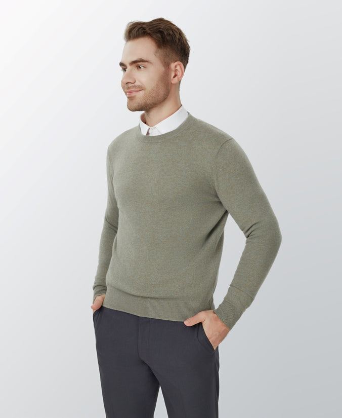 Green Grass Cashmere Crewneck Sweater
