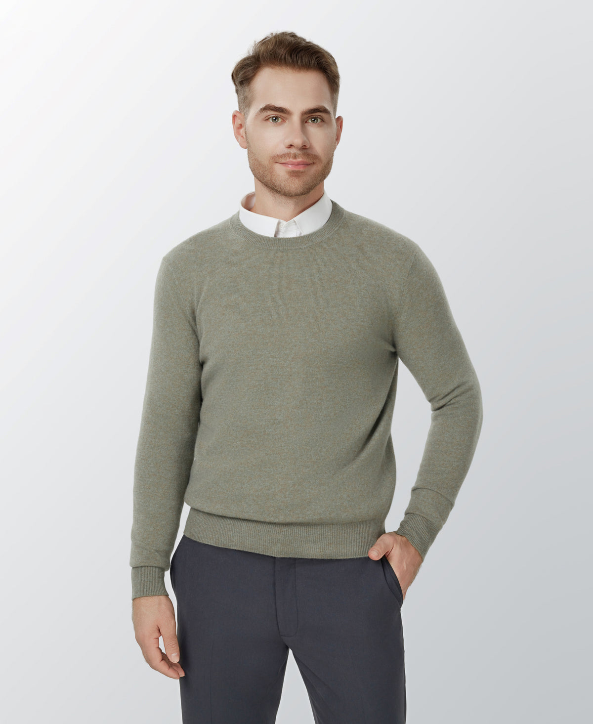 Green Grass 100% Cashmere Crewneck Sweater