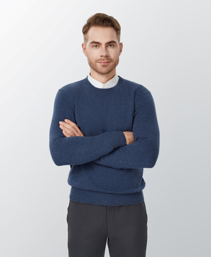 Indigo Cashmere Crewneck Sweater