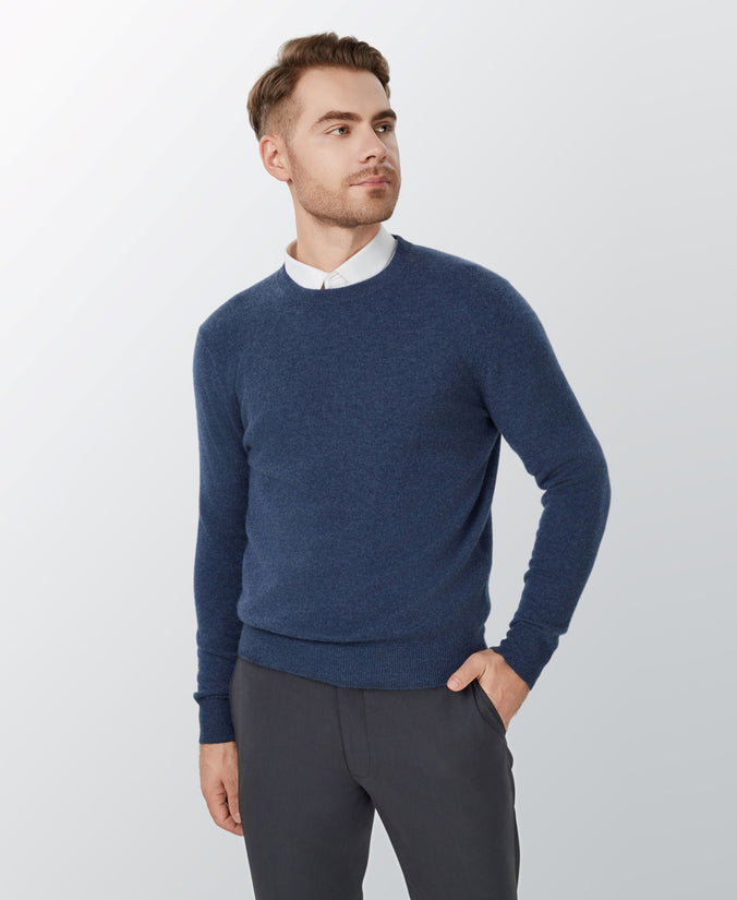 Indigo Cashmere Crewneck Sweater