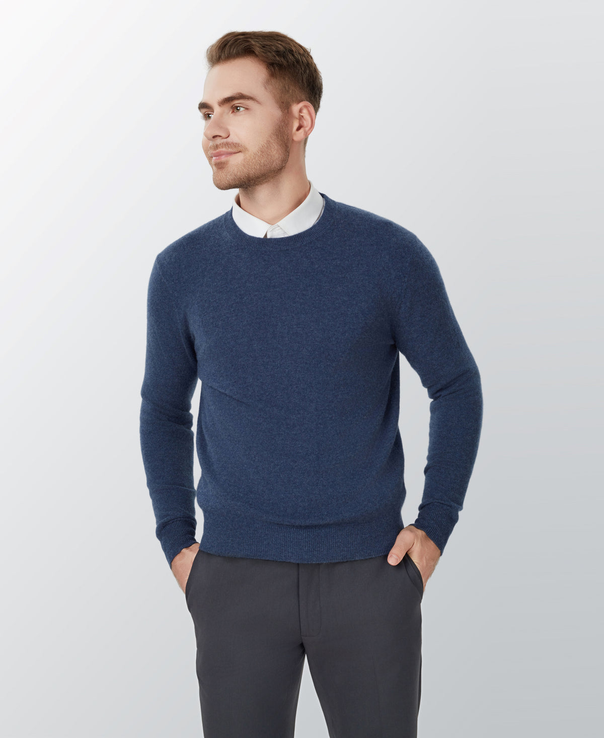 Indigo Cashmere Crewneck Sweater