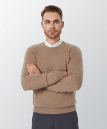 Oatmeal Cashmere Crewneck Sweater