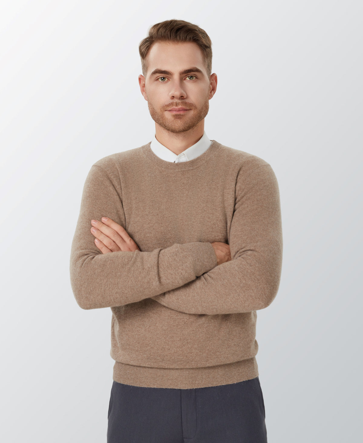 Oatmeal Cashmere Crewneck Sweater