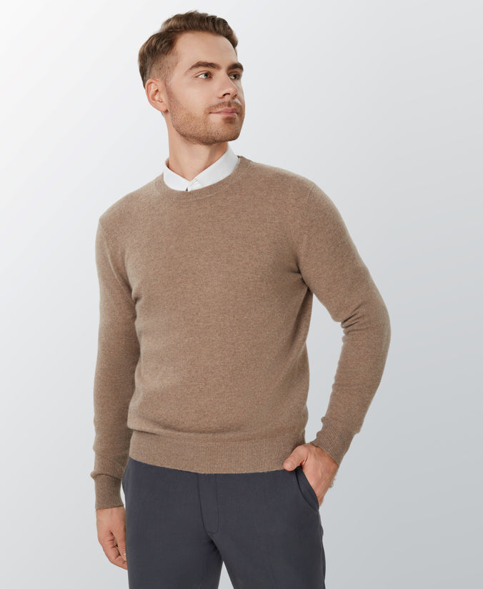 Oatmeal Cashmere Crewneck Sweater