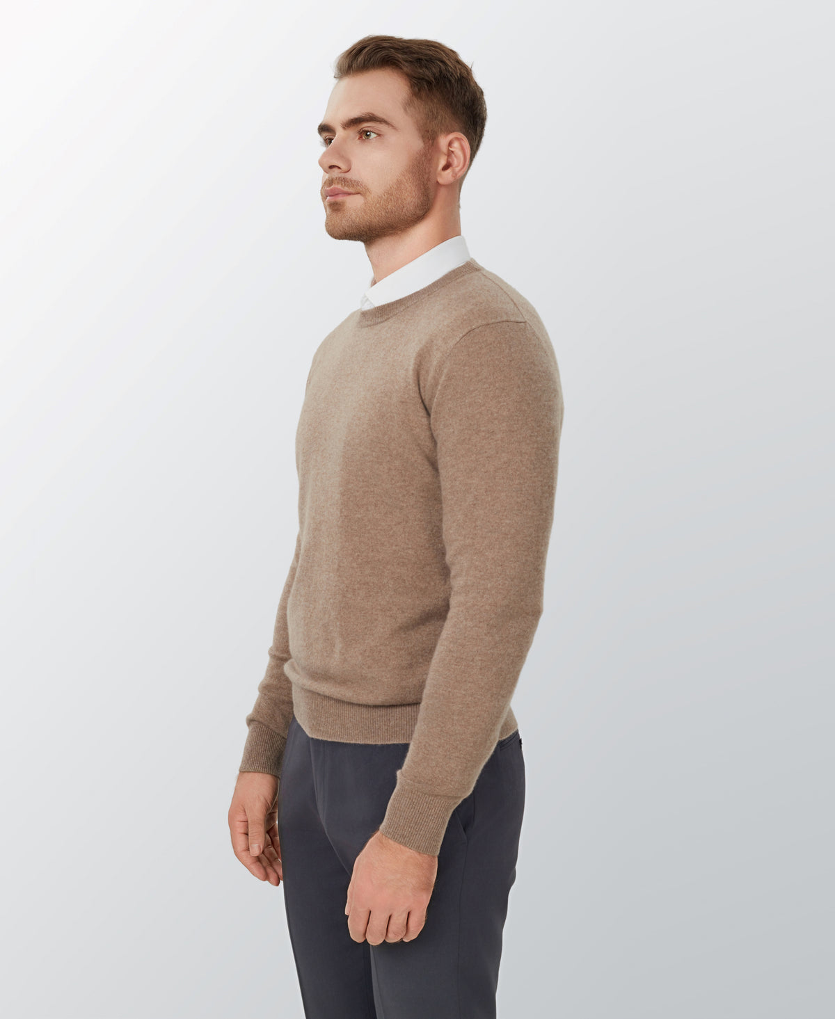 Oatmeal Cashmere Crewneck Sweater