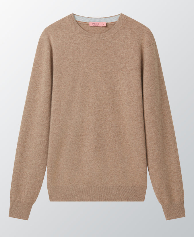 Oatmeal 100% Cashmere Crewneck Sweater