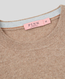 Oatmeal Cashmere Crewneck Sweater