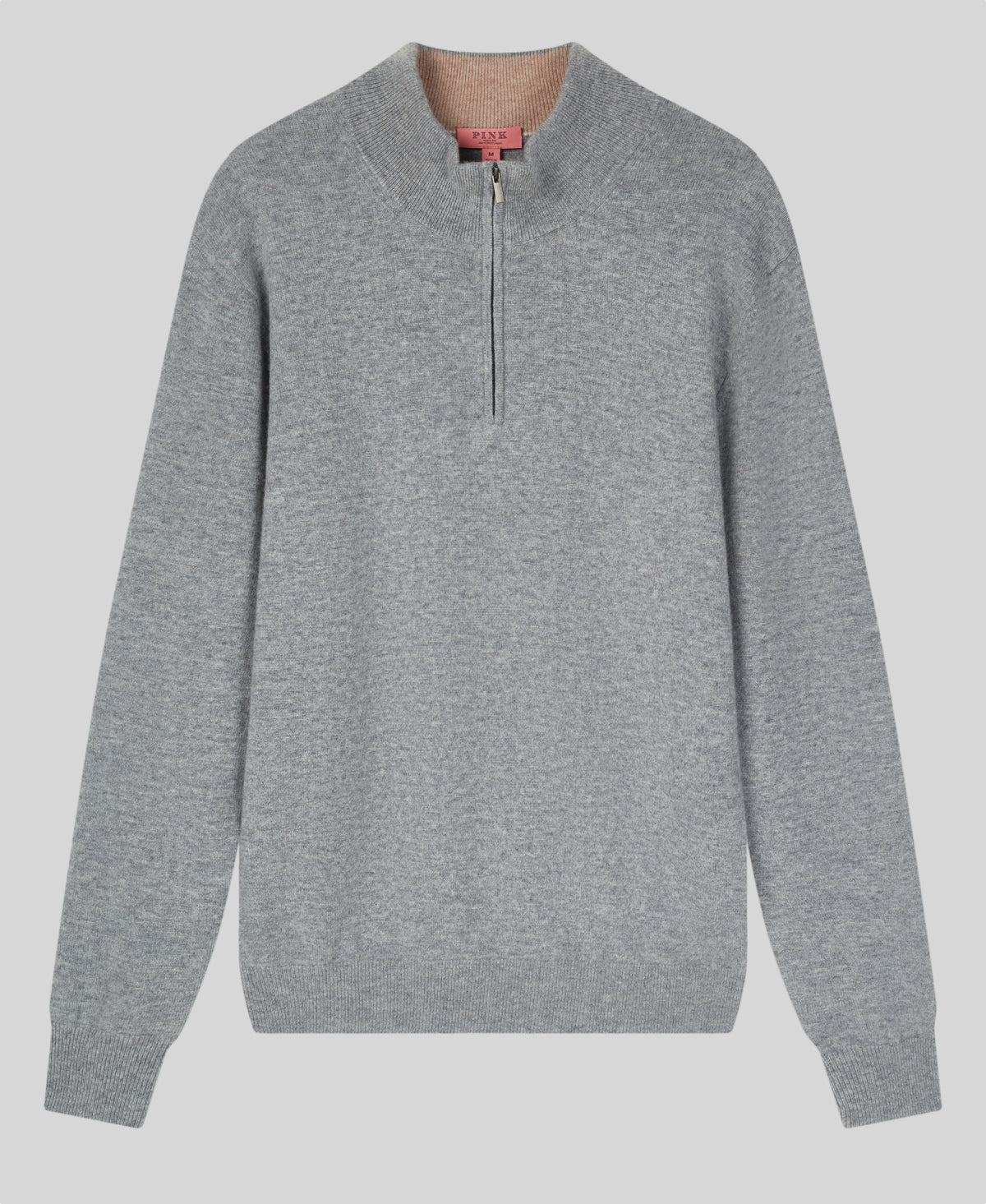 Light Grey Classic Cashmere And Wool Quarter Zip Sweater