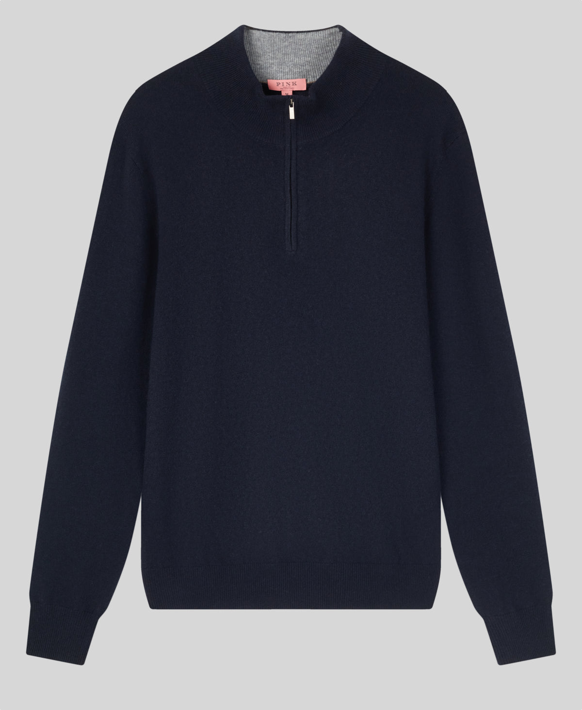 Dark Navy Classic Cashmere And Wool Quarter Zip Sweater