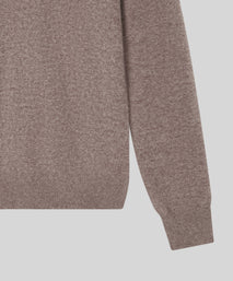 Taupe Classic Cashmere And Wool Quarter Zip Sweater
