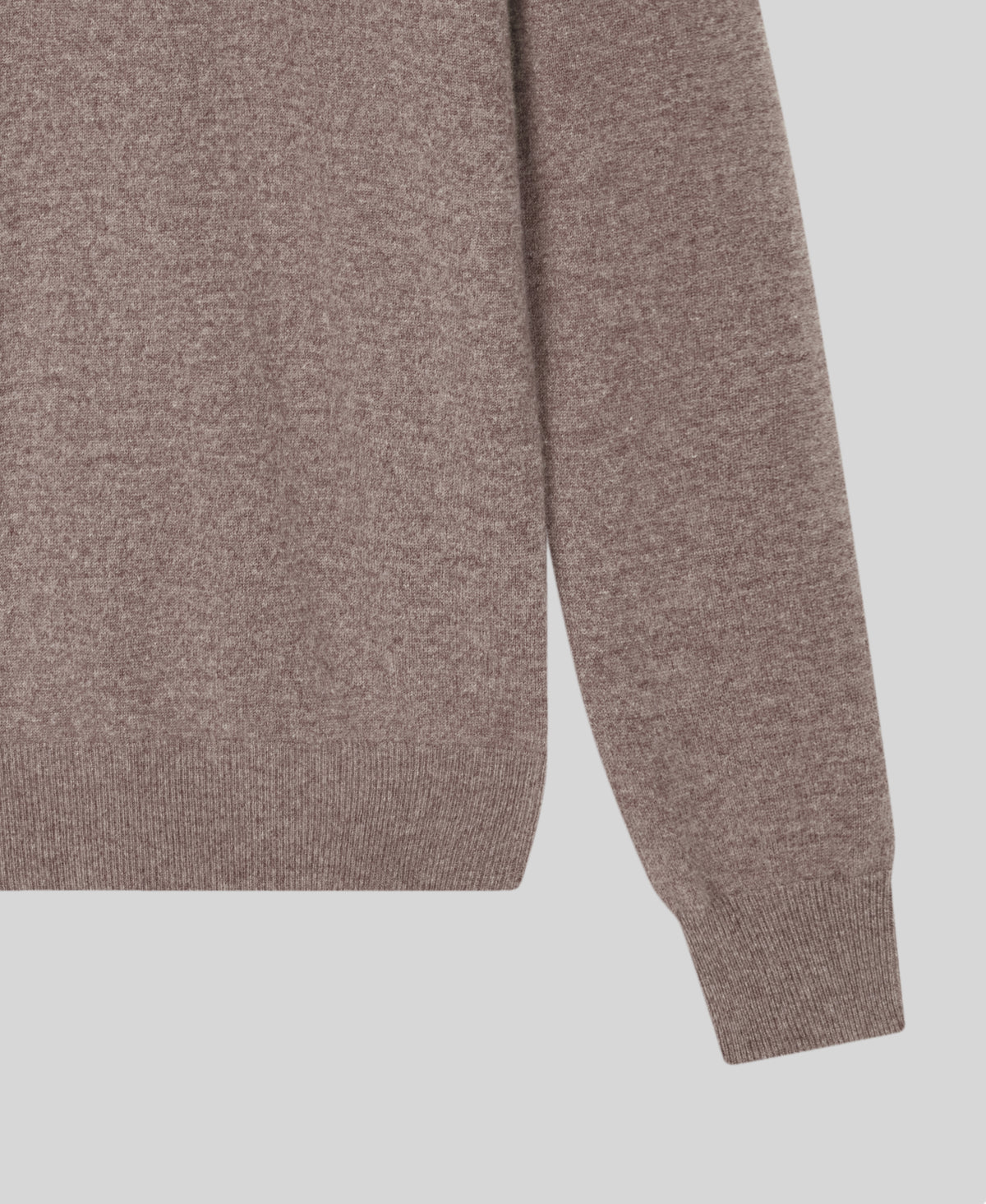Taupe Classic Cashmere And Wool Quarter Zip Sweater
