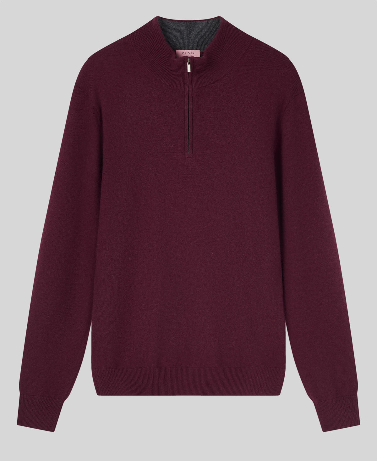 Wine Classic Cashmere And Wool Quarter Zip Sweater