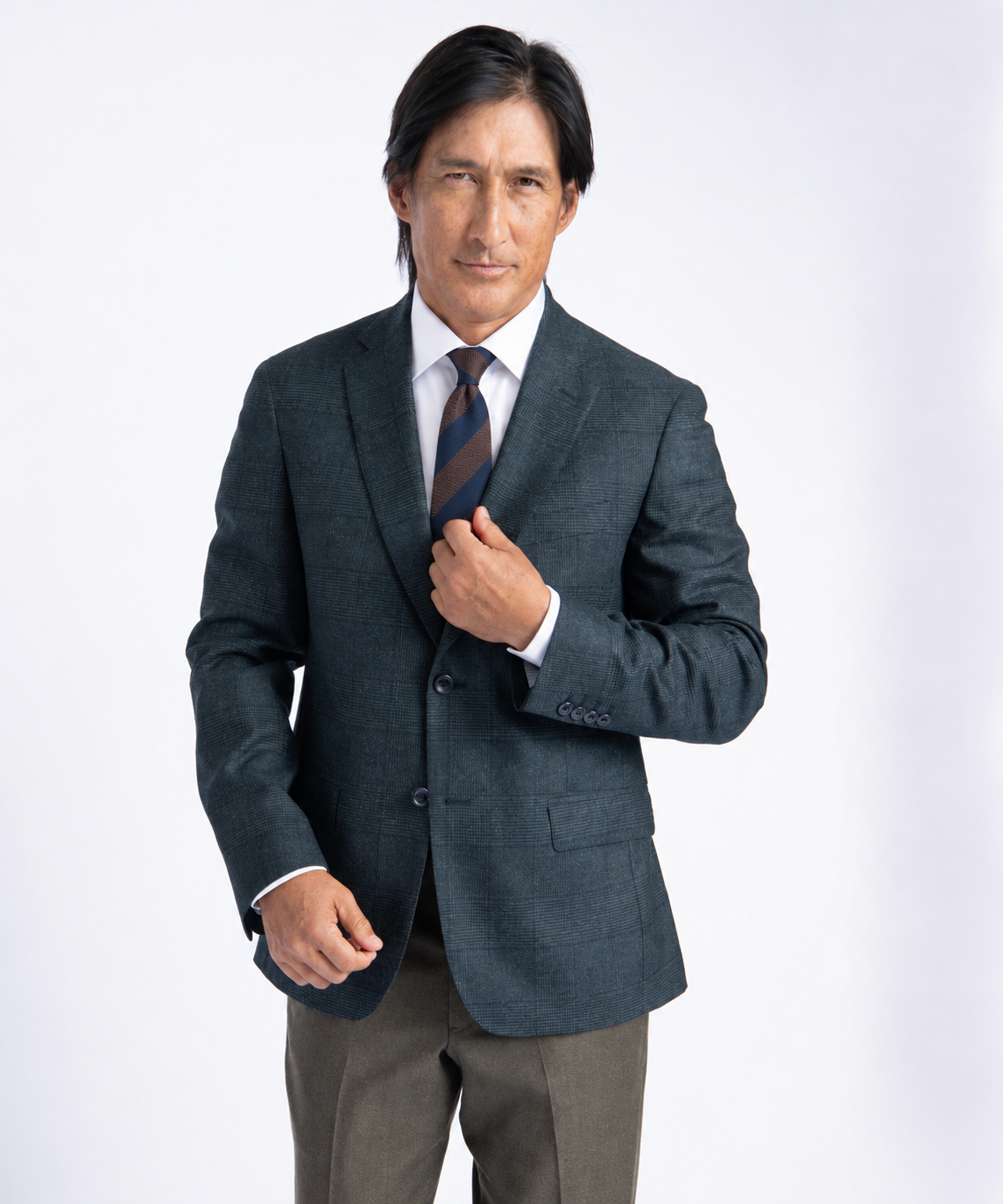Green Plaid Oliver Superfine Merino Wool Blazer